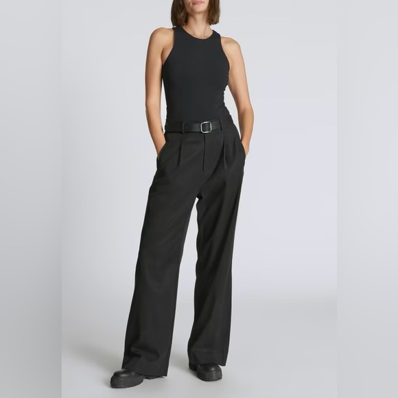 Everlane Tops - NWT Everlane Black Sleeveless Supima Cotton Cutaway Tank Bodysuit Thong, Small